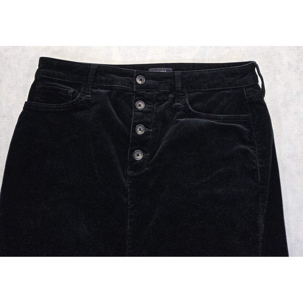 NYDJ Skirt Sz 8 Black Corduroy Stretch Pencil Slimming Midi Tummy Control - Picture 2 of 5